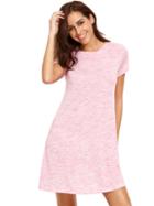 Romwe Pink Tees Short Sleeve Casual Dress