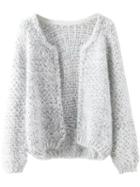 Romwe Long Sleeve Mohair Grey Coat