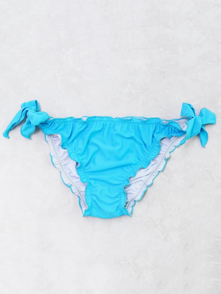 Romwe Frill Trim Bow Tie Bikini Bottom