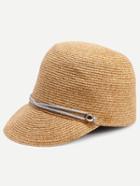 Romwe Khaki Line Trim Straw Baseball Hat