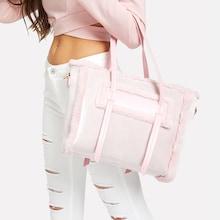 Romwe Faux Fur Decor Satchel Bag