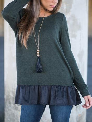 Romwe Contrast Ruffle Hem Bow Blouse