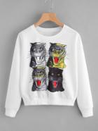 Romwe Tiger Print Sweatshirt