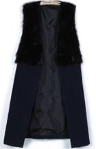 Romwe Contrast Fur Sleeveless Cardigan Coat