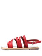 Romwe Red Caged Cut Out Flat Sandals