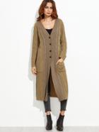 Romwe Two Tone Cable Knit Button Front Sweater Coat