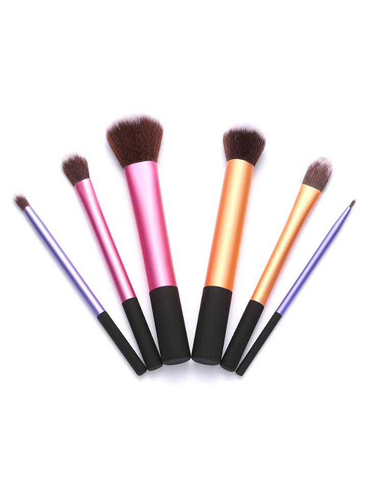 Romwe 6pcs Professional Multicolor Makeup Brush Set