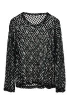 Romwe Transparent Lace Sheer Black Blouse