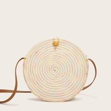 Romwe Chevron Stitch Detail Round Shaped Bag