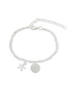 Romwe Silver Color Starfish Charm Chain Link Bracelets