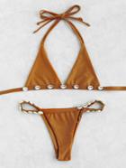 Romwe Shell Detail Triangle Bikini Set