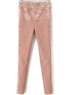Romwe Lace Slim Pink Legging