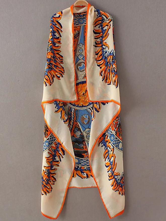 Romwe Beige Printed Asymmetric Scarf