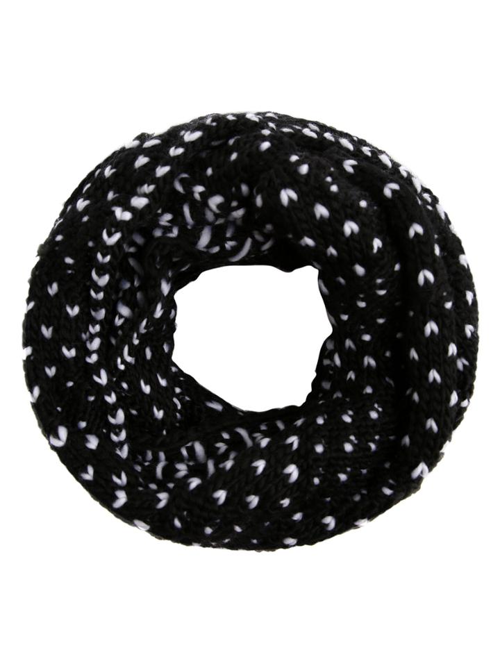 Romwe Black And White Marled Knit Scarf