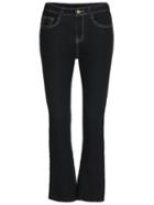 Romwe Bell Bottom Denim Black Pant