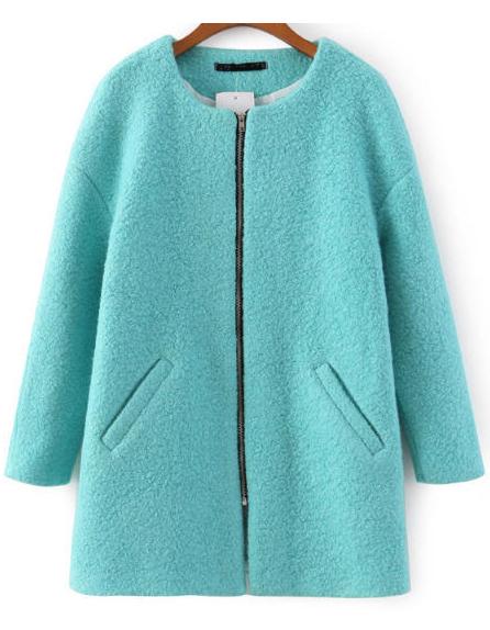 Romwe Light Blue Coat With Zipper