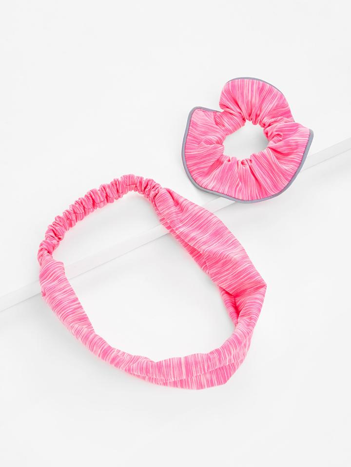 Romwe Contrast Trim Detail Headband & Hair Tie 2pcs