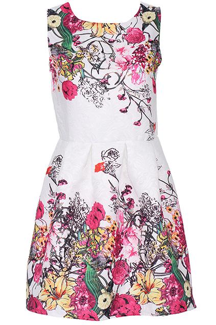 Romwe Watercolor Flower Print Red Dress