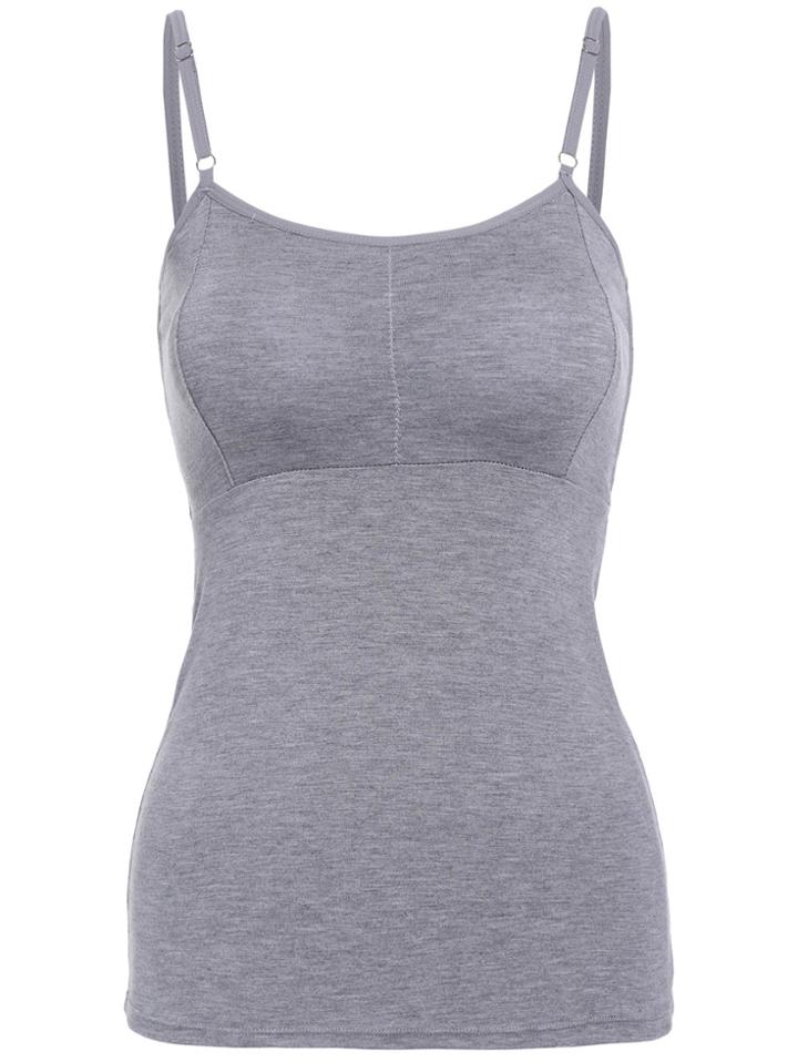 Romwe Spaghetti Strap Hollow Grey Cami Top