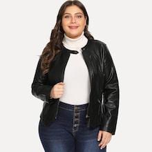 Romwe Plus Faux Leather Jacket