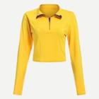 Romwe Quarter Zip Crop Tee