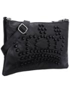 Romwe Black Crowne Pattern Studded Pu Bag