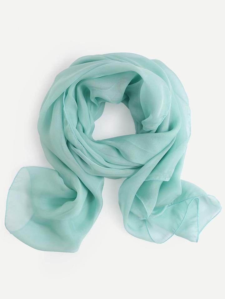 Romwe Mint Green Silk Scarf