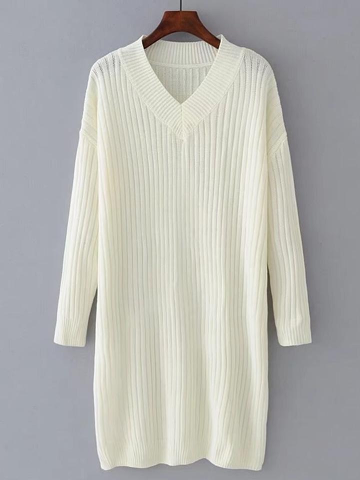 Romwe Ribbed Knit Sweater Dress