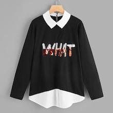 Romwe Plus Contrast Sequin 2 In 1 Blouse