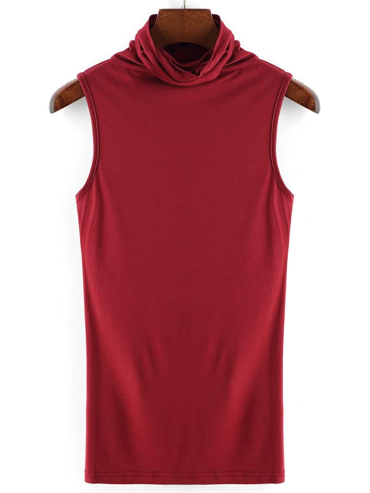 Romwe High Neck Red Tank Top