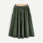 Romwe Plus Knot Elastic Waist Patch Pocket Skirt
