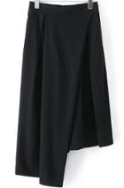 Romwe Elastic Waist Wide Leg Asymmetrical Black Pant