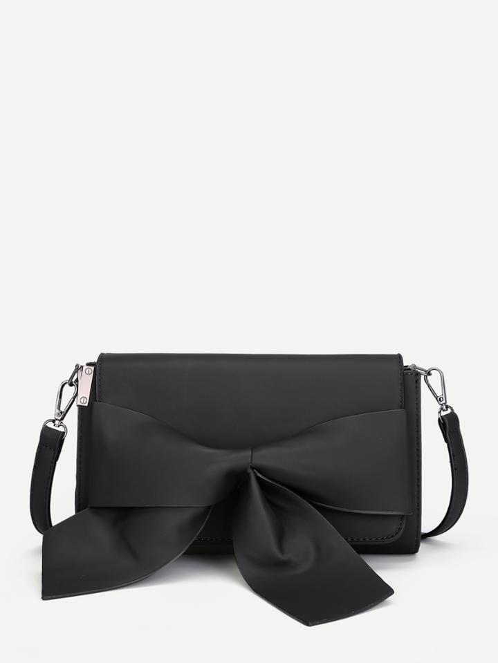 Romwe Bow Front Pu Crossbody Bag