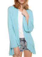 Romwe Bell Sleeve Peplum Hem Pale Blue Coat