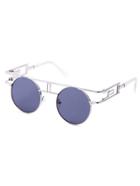 Romwe Grey Lens Metal Frame Cutout Mirrored Round Sunglasses