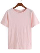 Romwe Round Neck Pink T-shirt