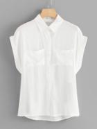Romwe Dual Pocket Cuffed Shirt