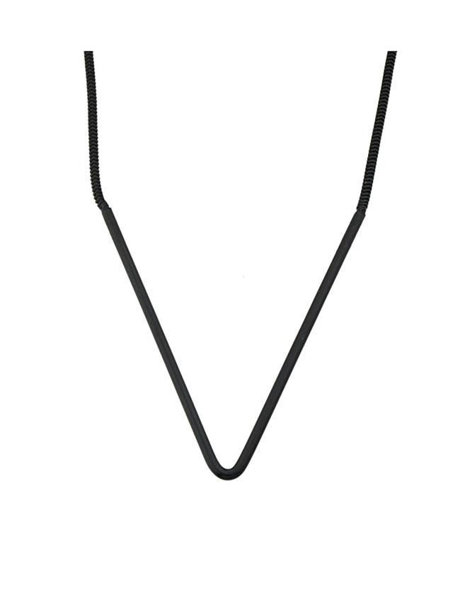 Romwe Black Chain Pendant Necklace