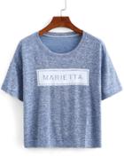 Romwe Letter Print Twisted Yarn T-shirt