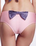 Romwe Neon Pink With Bow Bikini Pant