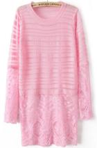 Romwe Sheer Lace Knit Pink Sweater