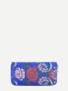 Romwe Flower Embroidery Satin Wallet