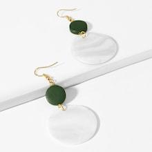 Romwe Two Tone Double Disc Drop Earrings