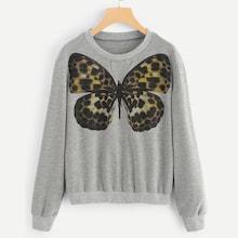 Romwe Butterfly  Pattern Sweatshirt