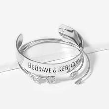 Romwe Letter Engraved Bracelet Set 3pcs