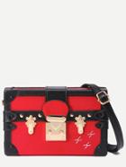Romwe Red Print Pushlock Box Bag