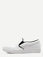 Romwe White Rubber Sole Faux Leather Flats