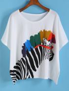 Romwe Zebra Print Loose T-shirt