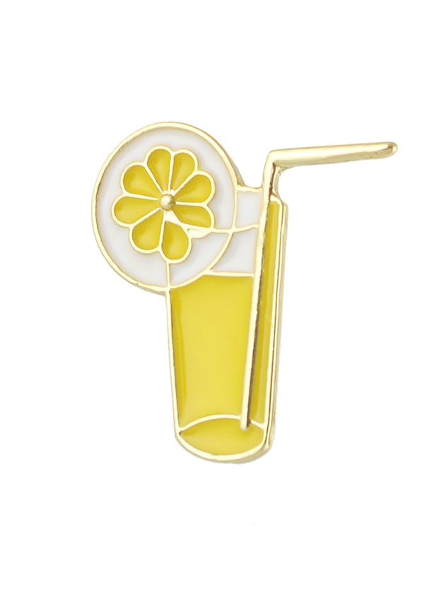 Romwe New Cute Enamel Carton Yellow Cup Shape Brooches