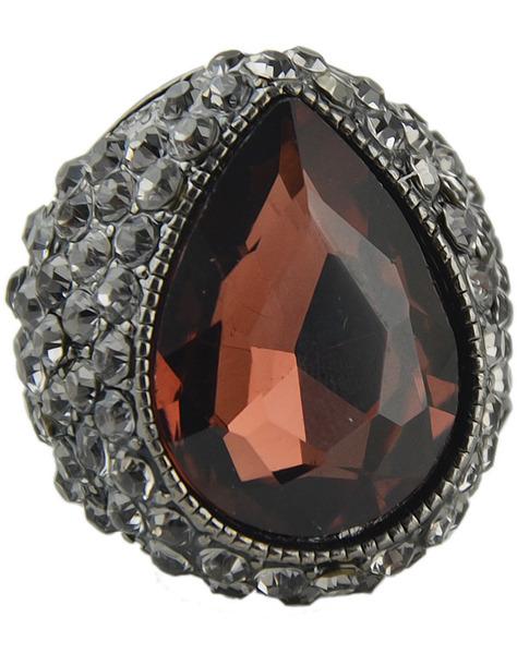Romwe Purple Gemstone Retro Silver Diamond Ring